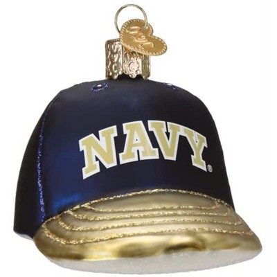 Old World Christmas Blown Glass Ornament for Christmas Tree, Navy Baseball Cap Ornament