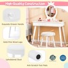Costzon Kids Vanity Set with Mirror, Stool & Lights, Drawer, 2-in-1 Wooden Makeup Desk, Pretend Play Vanity Table & Chair Set (White) - 3 of 4