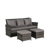 3-Piece PE Rattan Patio Seating Set,Outdoor Patio Set With Thick Cushions,Patio Small Space Chat Set,Sofa And Ottoman -Maison Boucle - 3 of 4