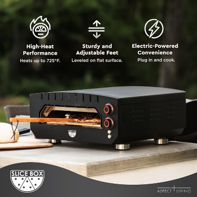 Aspect Living Slice Box Black Electric Outdoor Pizza Oven with Accessories