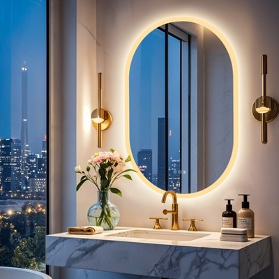 ARTLOGE 60x90cm LED Bathroom Mirror with Lights 3-Color Dimmable Backlit, Anti-Fog, Wall-Mounted for Bathroom, Bedroom & Vanity