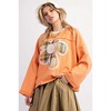 KOJOOIN Women's Floral Applique Color Block Pullover Sweatshirt Relaxed Fit Oversized Artisan Distressed Casual Top - 3 of 4