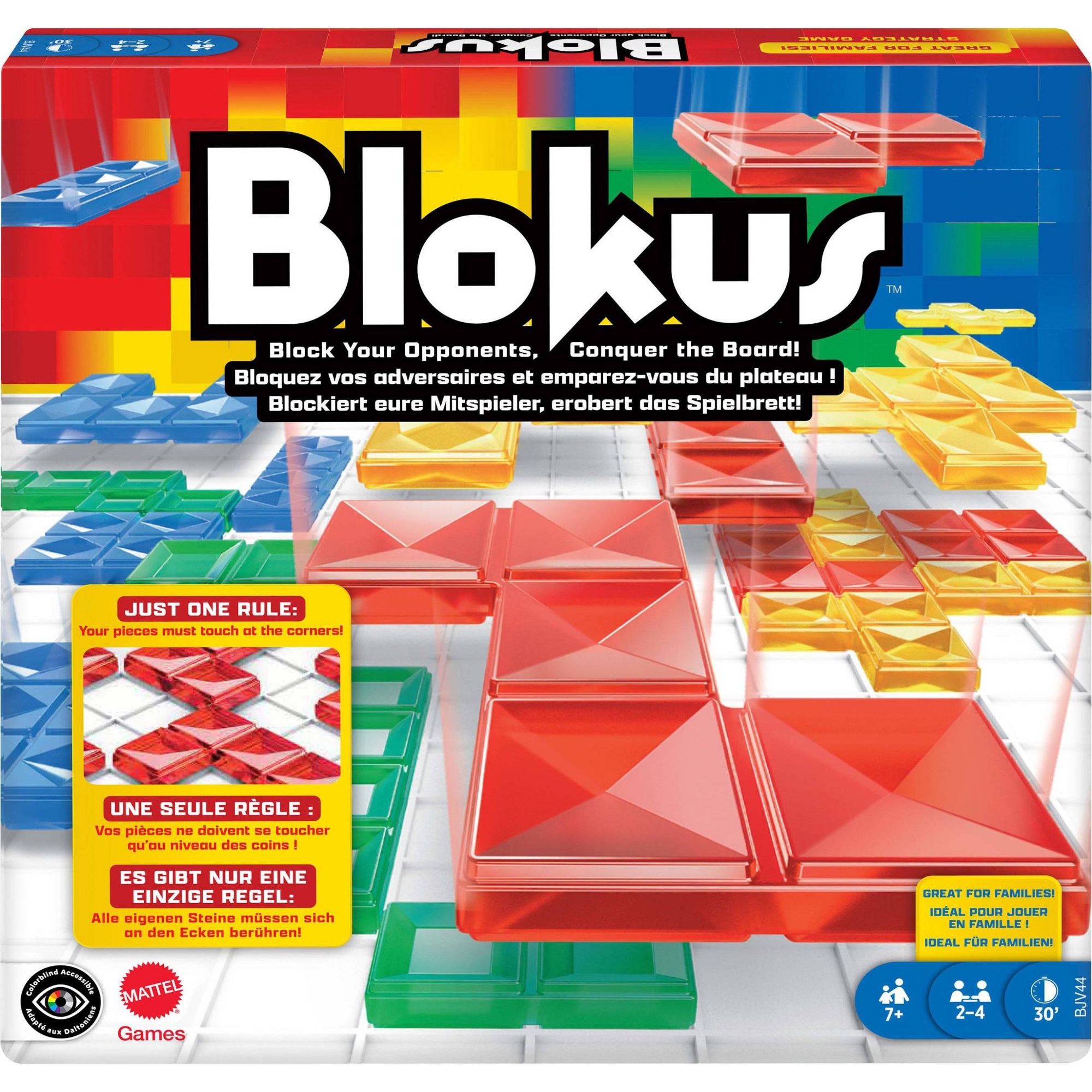 Blokus Strategy Family Board Game for Kids & Adults with Color Blind Accessible Pieces & One Rule