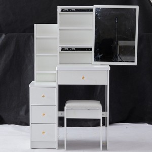 FONTOI Bedside Cabinet Vanity Table&Cushioned Stool, Fashionable Dresser with Sliding Mirror for Bedroom Small Space, White, 12.6"*50.4"*29.2" - 1 of 4
