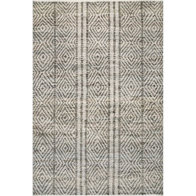 Handmade Dark Grey Tufted Diamond 5x8 Area Rug