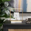 8"x7" Metal Geometric Open Frame Clock with White Clockface and Base Gold - Olivia & May: Analog Tabletop Timepiece - 2 of 4