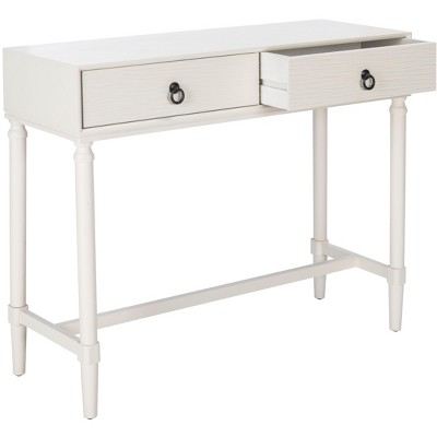 Riviera Elegance White 2-Drawer Carved Console Table with Storage
