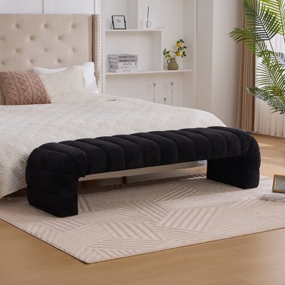 Vynxaria 69.7" Modern Upholstered Armless Bed Bench ¨C Stylish Chenille Daybed Chaise