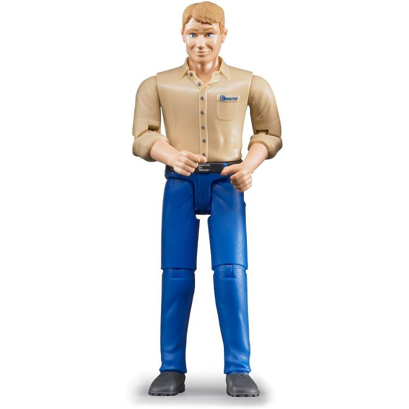 Bruder bworld Man with Tan Shirt and Blue Jeans Toy Figure, 1 of 5
