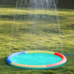 Joyfy 5ft Multicolor Splash Pad for Kids, Non-Slip Outdoor Water Sprinkler Mat, Summer Fun Backyard Fountain Pool Water Games Mat - 1 of 4