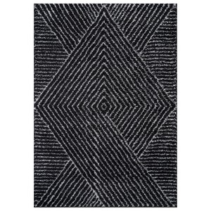 World Rug Gallery Minimal Stripe Geometric Shag Rug – Anthracite Dark Gray – Medium Pile – Cozy & Modern - 1 of 4
