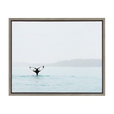 18" x 24" Sylvie Whale Tail In The Mist Framed Canvas by Amy Peterson Gray - Kate and Laurel