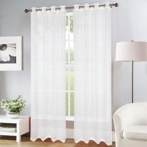 Olivia Gray Erica Doily Stripe Grommet Panel Pair - 54x90", White - 1 of 4