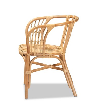 Bali Charm Luxio Low Brown Leather & Rattan Arm Chair