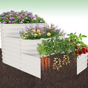 3-Tier Galvanized Raised Garden Bed, 60x42x30 Inches Open Base Outdoor Planter Kit for Plants Herbs and Vegetables for Patio Balcony Backyard, Green - 1 of 4