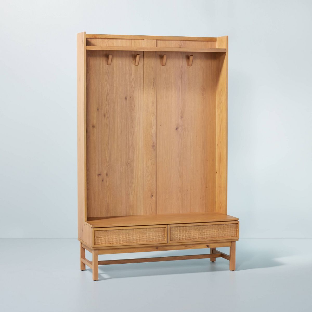 Wood & Cane Transitional Entryway Bench & Hall Tree with Drawers - Natural - Hearth & Hand™ with Magnolia