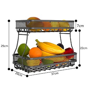 ADIVO 2 Tier Fruit Bowl Carbon Steel Kitchen Fruit and Vegetable Storage Basket - 1 of 4
