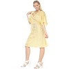 LA LEELA Women's House Daily Routine Evening Wear Vacation Casual Dailywear Holiday Loose House Dress Caftan Mini Loungewear Tunics 2X-3X Yellow Solid - 3 of 3