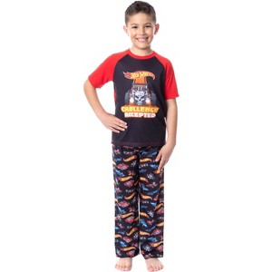 Hot Wheels Cars Boys' Challenge Accepted Raglan Sleep Pajama Set Black - 1 of 4