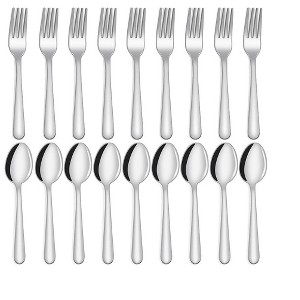 Aoibox 24-piece Stainless Steel Forks and Spoons Set, Mirror Polished Flatware Cutlery for Home, Kitchen,Restaurant,Dishwasher Safe,12 Forks&12 Spoons - 1 of 4