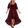 Agnes Orinda Women's Plus Size Velvet Sequin Glitter Half Sleeve Sweetheart Neck Asymmetrical Hem Party Prom Maxi Dresses - 2 of 4