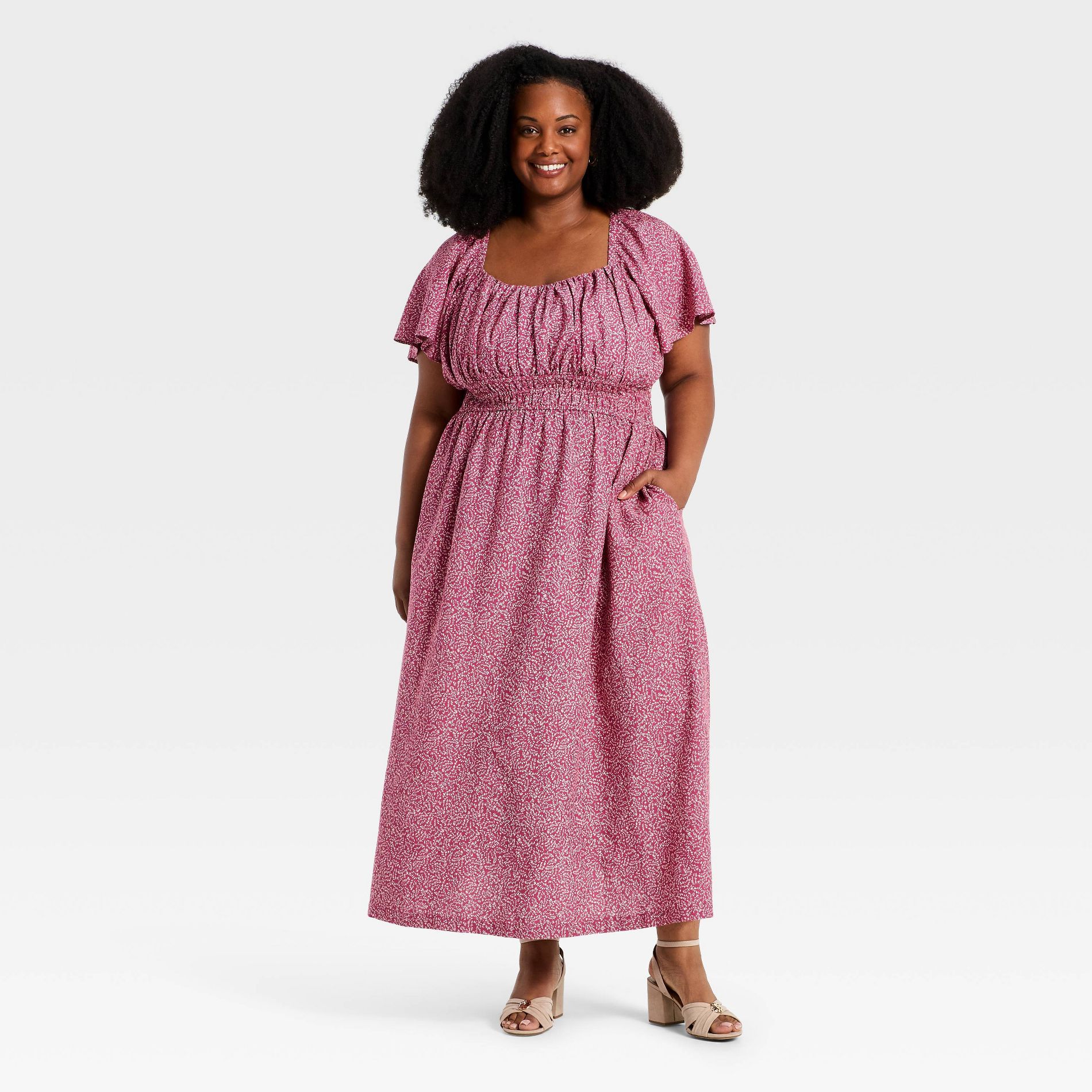 Women's Flutter Short Sleeve Maxi Dress - Ava & Viv™