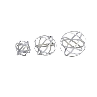 Set of 3 Modern Iron Foldable Orb Silver - Olivia & May