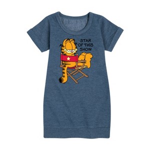 - Garfield - Star Of This Show Graphic Short Sleeve Fleece Dress - 1 of 3