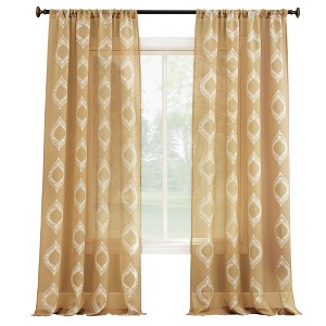 Collections Etc Beautiful Embroidered Sheer Rod Pocket Curtain Panel - 1 of 3