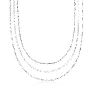 Ross-Simons Sterling Silver Jewelry Set: 3 Necklaces Size 18 - 1 of 3