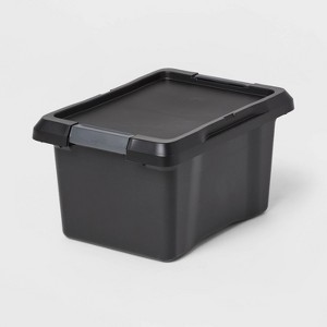 7gal Small Latching Storage Tote Black - Brightroom™: Stackable Utility Storage Bin with Lid & Handles - 1 of 4