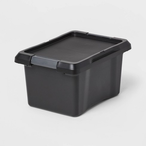 Black plastic storage cheap totes