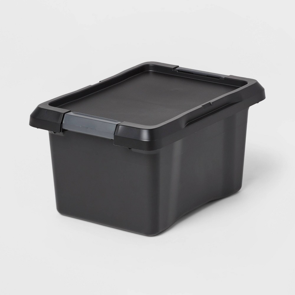 7gal Small Latching Storage Tote Black - Brightroom™: Stackable Utility Storage Bin with Lid & Handles