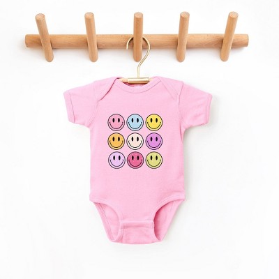 The Juniper Shop Colorful Smiley Face Distressed Baby Bodysuit