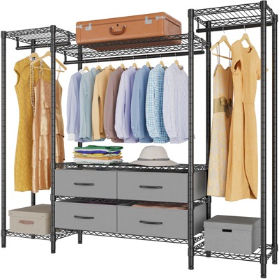 Vipek V2e Wire Garment Rack Heavy Duty Clothes Rack With 6-shelf Hanging Closet  Organizer & 2 Drawers, Max Load 550lbs - Black : Target