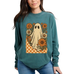 Checkered Ghost Floral Vintage - Garment Dyed Long Sleeve - 1 of 3