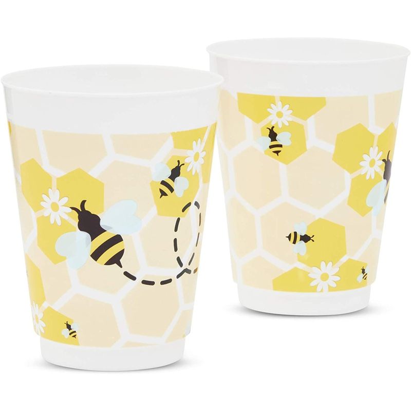 Blue Panda 16 Packs Reusable Plastic Bumble Bee Baby Shower Party Supplies Disposable Cups, 3 of 8