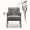 PAGED Comfy Accent Chair Classic Mid-Century Modern Armchair with Velvet Upholstery and Wood Frame for Bedroom, Living Room - 2 of 4