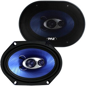 Pyle PL683BL 6x8" 360 Watt 3-Way Car Coaxial Audio Speakers Stereo, Blue (Pair) - 1 of 4
