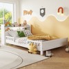 CAVINAS Full Size Pine Wood Platform Bed Frame with Bookcase Headboard & Guardrails,No Box Spring Needed - 4 of 4