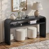 Bekrvio 59" L Black Curved Console Table - 2-Tier Solid Wood Veneer, Modern Waterfall Entryway Table for Living Room, Hallway, Foyer - 4 of 4