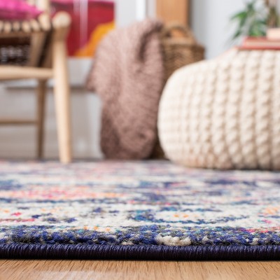 Navy and Ivory Synthetic Flat Woven Rectangular Area Rug 4' x 6'