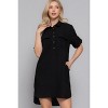 Slickblue Women’s Linen Effect Mini Dress, Roll-Up Sleeves, Straight Style, Black/Sand, Size S–L - 2 of 4