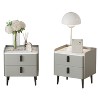 ORRD  Gray Nightstands Set of 2 with 2 Drawers & Marble Top - Modern Bedside Tables for Bedroom, Matching End Tables with Storage - 4 of 4