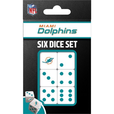 MasterPieces Officially Licensed NFL Miami Dolphins - 6 Piece D6 Gaming Dice Set Ages 6 and Up