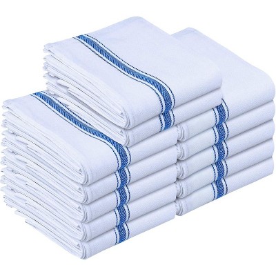 12-Pack Blue Dish Towels, 100% Ring Spun Cotton Highly Absorbent & Reusable Cleaning Bar and Kitchen Towels