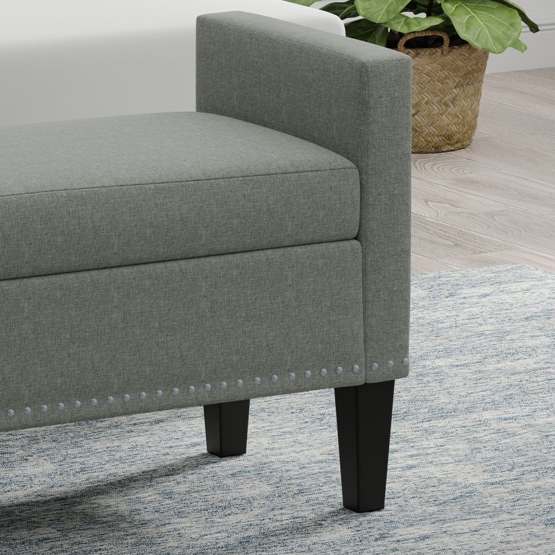 Glenwillow Home Upholstered Storage Bench with Track Arms and Wood Legs, 3 of 8