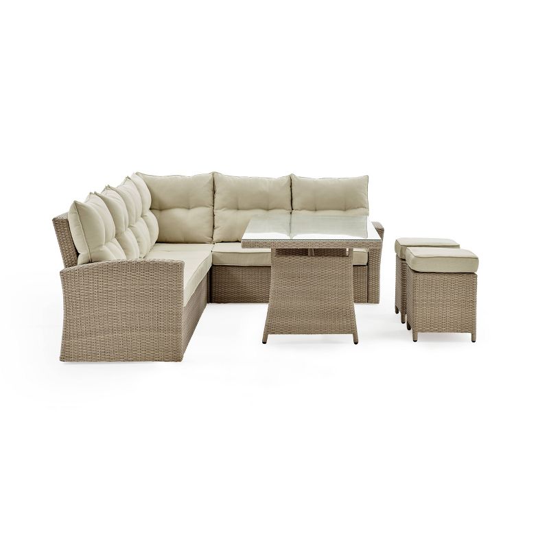 Canaan 4pc All Weather Wicker Outdoor Deep Seat Dining Sectional Set Cream - Alaterre Furniture, 5 of 7