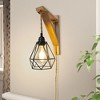 DAKAFUL Rustic Plug-In Wall Sconce With Wood Shelf, Hanging Lamp With On/Off Switch, For Farmhouse Bedroom, Hallway, Living Room - 2 of 4