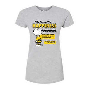 Women's - Peanuts - Secret To Happiness Fitted Graphic T-Shirt - 1 of 4